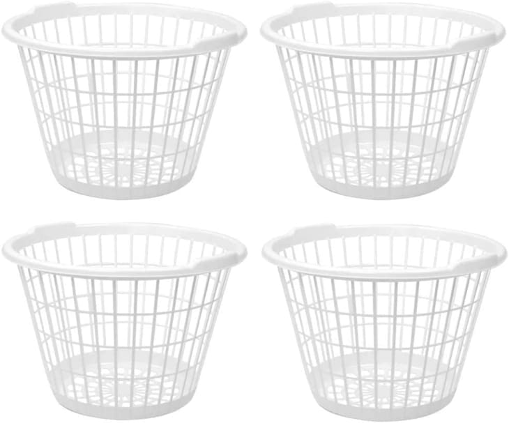 Set of 4 White Lightweight Plastic One Bushel Capacity Laundry Baskets at Amazon