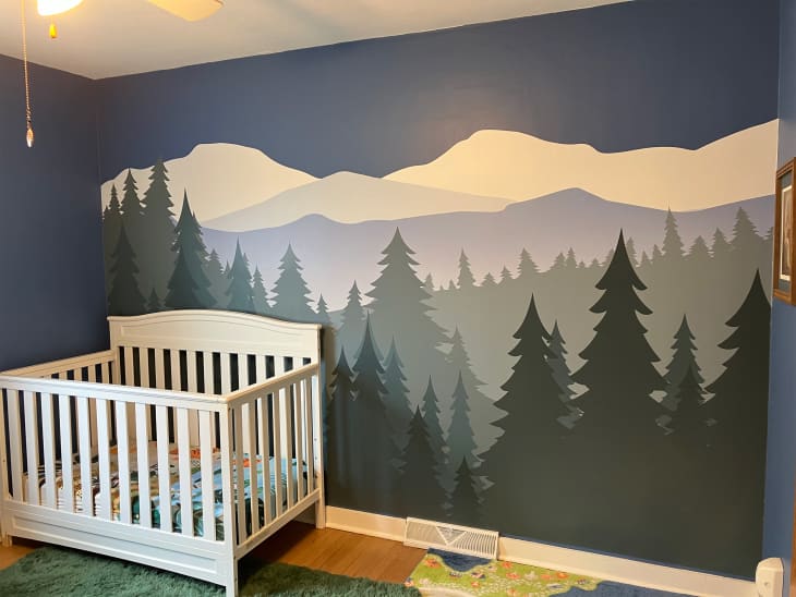 Baby room mountain sales mural