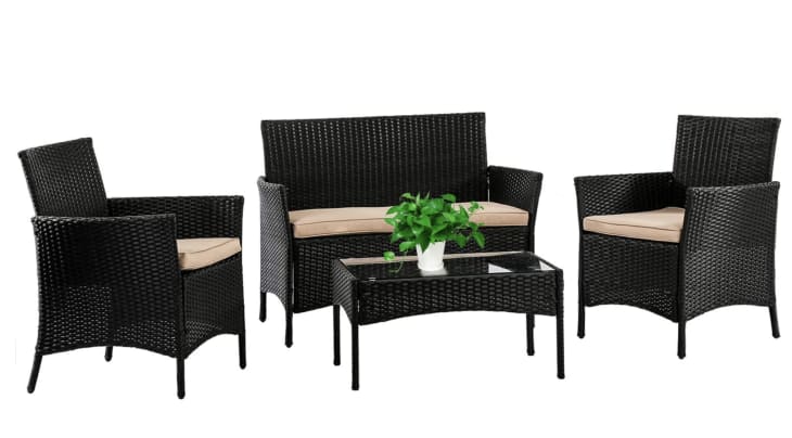 FDW 4-Piece Wicker Patio Furniture Set at Amazon