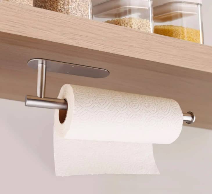 Paper Towel Holder Under Cabinet Adhesive Or Drilling Black - Temu