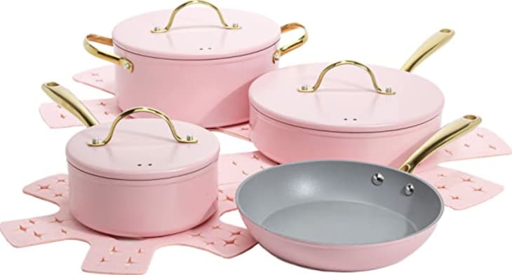 Frying Pot Pan 3 Piece Non-stick Cooking Pot Cookware Set, Pink