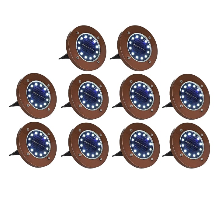 Product Image: BrightEase Solar Disc LED Lights with Removable Stakes (Set of 10)