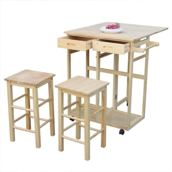 Carson Carrington Dalur 3-piece Foldable Rolling Wooden Kitchen Cart at Overstock
