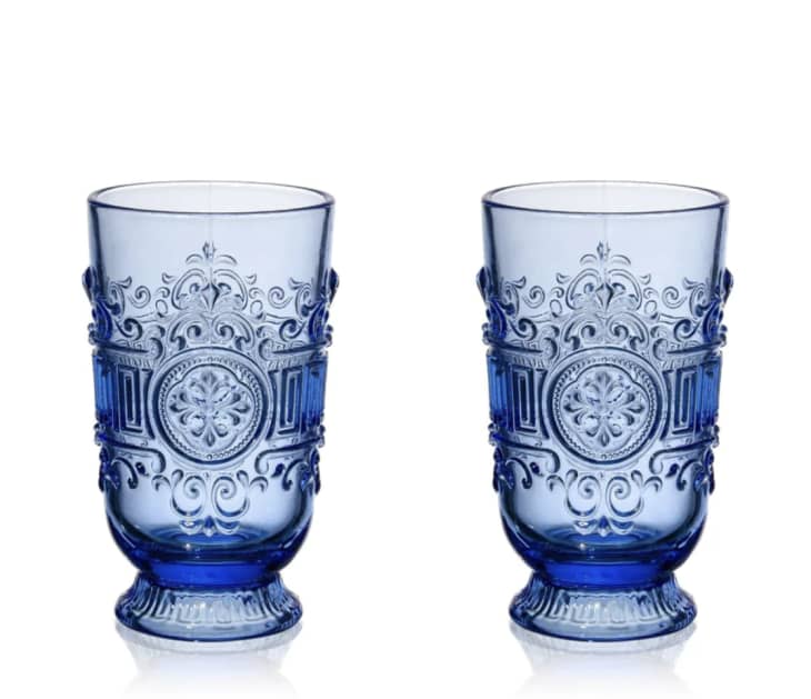 Chefanie Blue Embossed Highball Glasses, Set of 4 at Chefanie