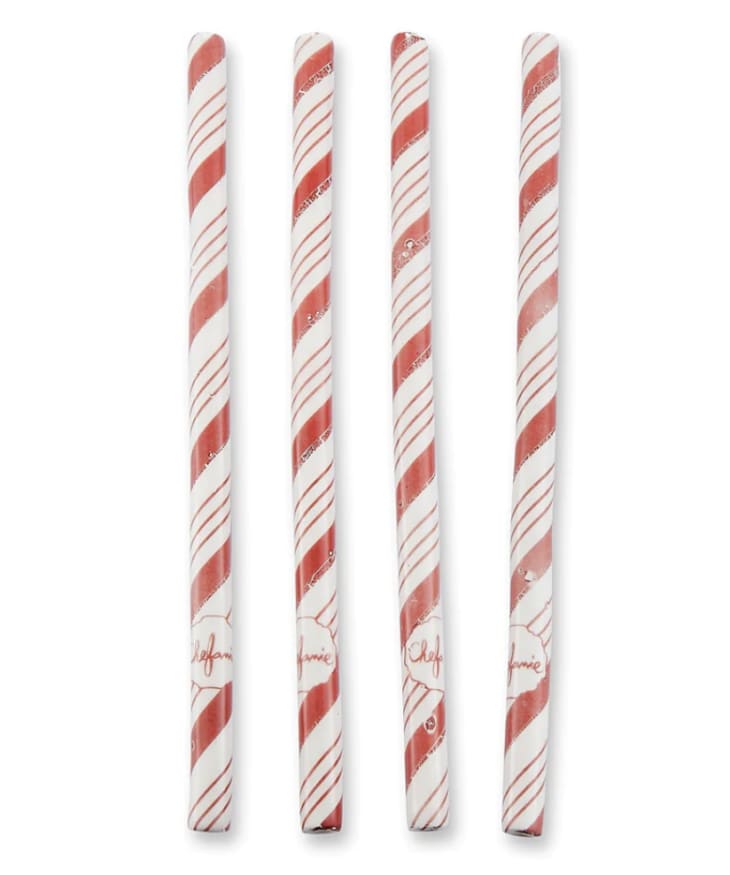 Chefanie Red Stripe Ceramic Straws, Set of 4 at Chefanie