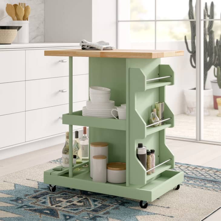 Diaz Rolling Kitchen Cart with Solid Wood Top at Wayfair