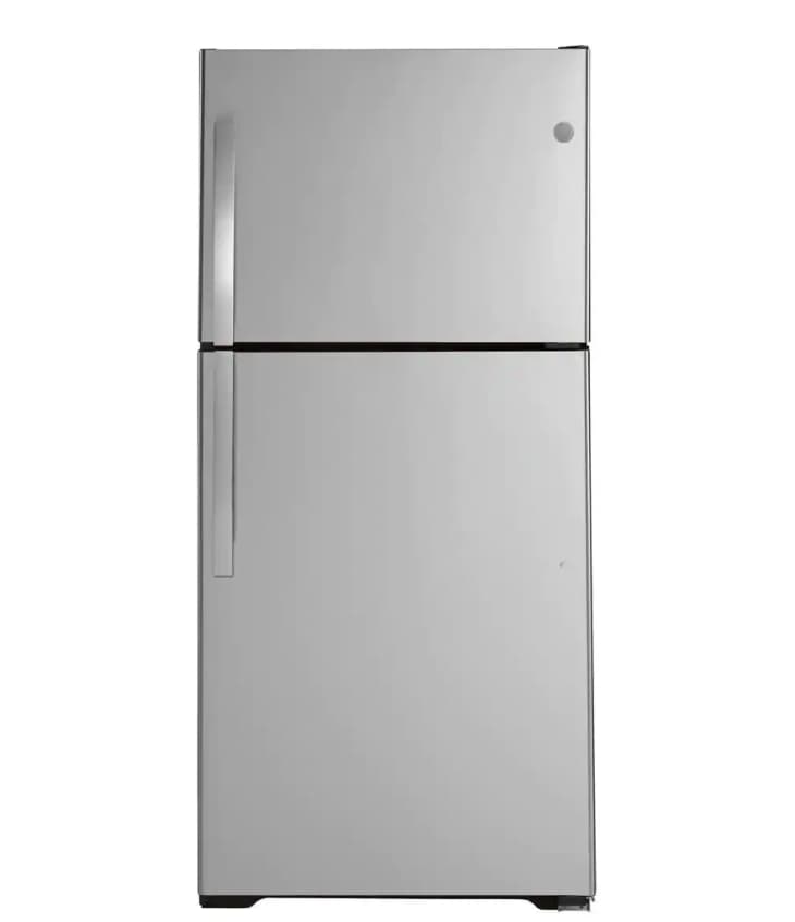 GE Top Freezer Refrigerator in Fingerprint Resistant Stainless Steel at Home Depot