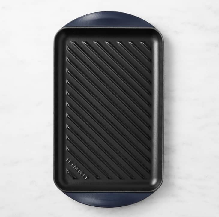 Le Creuset Matte Navy Enameled Cast Iron Skinny Grill at Williams Sonoma