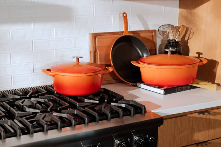 Made In enameled cast-iron dutch oven cookware set blood orange