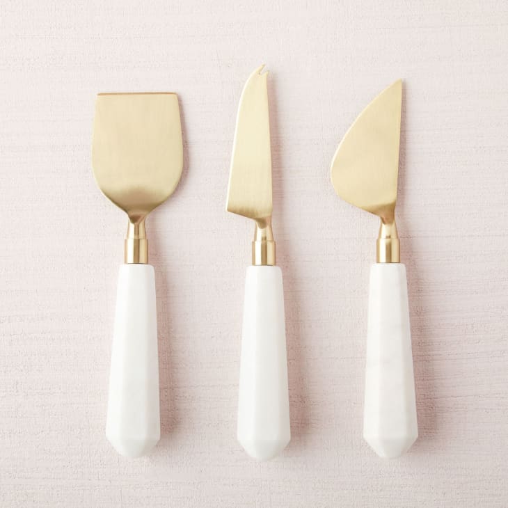 Marble and Brass Charcuterie Knives Set at West Elm
