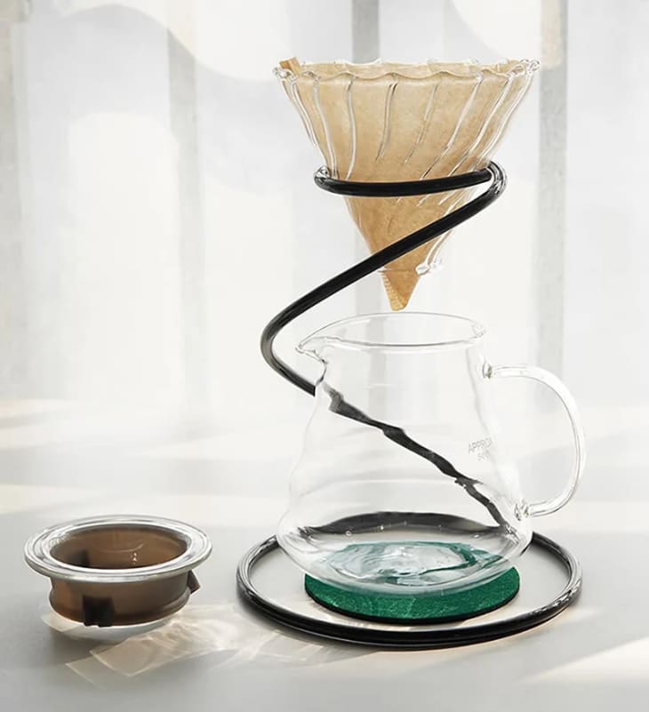 Metal and Glass Pour Over Coffee Maker Set at Etsy