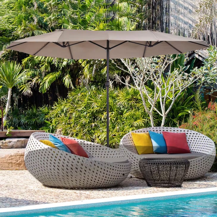 Product Image: Outsunny Rectangular Outdoor Double-Sided Market Patio Umbrella