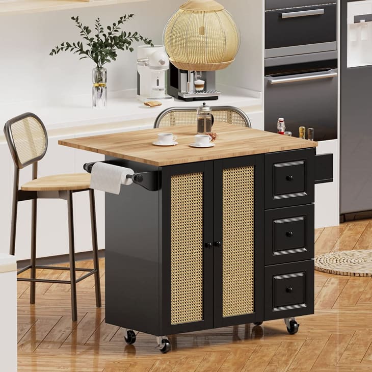 Product Image: Portable Kitchen Island with Wood Drop Leaf Countertop