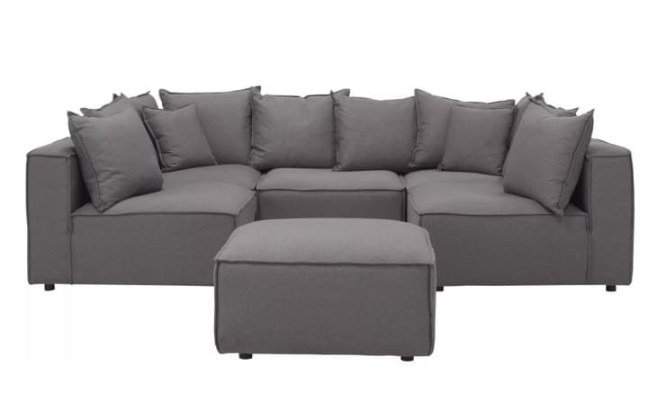Loris Chenille 5-Piece Pit Sectional with Cocktail Ottoman at Raymour & Flanigan
