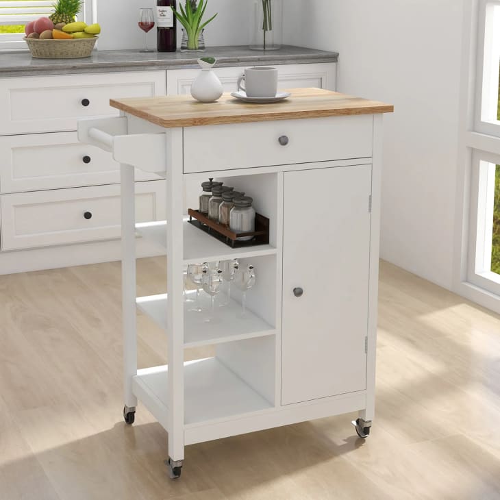 Spencir Rolling Kitchen Cart with Solid Wood Top at Wayfair
