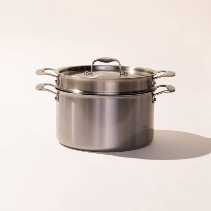 Stainless Clad Stock Pot with Pasta Insert at Made In