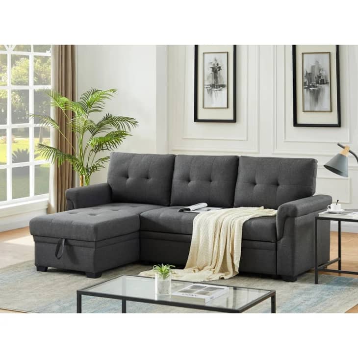 Copper Grove Perreux Linen Reversible Sleeper Sectional Sofa at Overstock