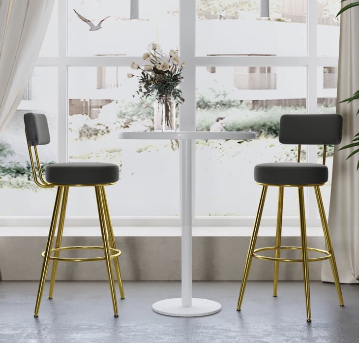 black velvet bar stools with gold legs