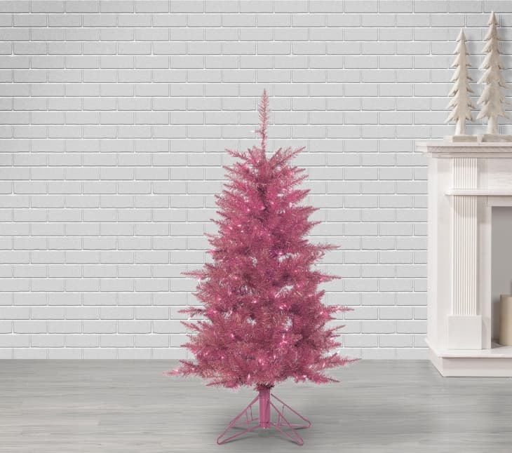 Pink Tinsel Christmas Tree, 4' at West Elm