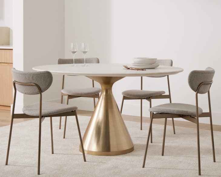 Product Image: Silhouette Pedestal Marble Round Dining Table