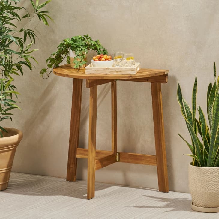 Westmount Outdoor Half-Round Folding Acacia Wood Bistro Table at Bed Bath & Beyond
