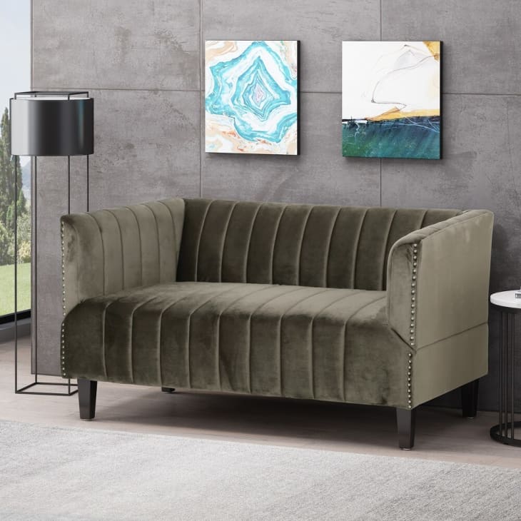 Product Image: Weymouth Contemporary Channel Stitch Velvet Settee by Christopher Knight Home