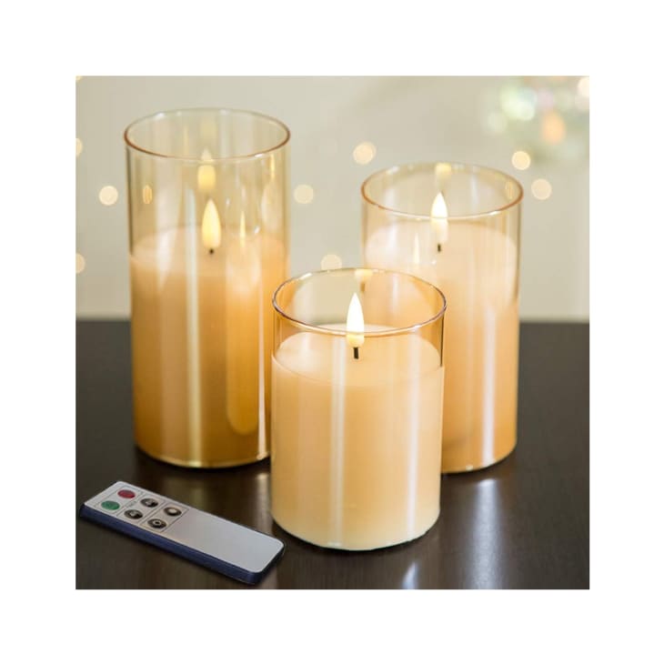 Product Image: Eywamage Gold Glass Flameless Candles (Set of 3)