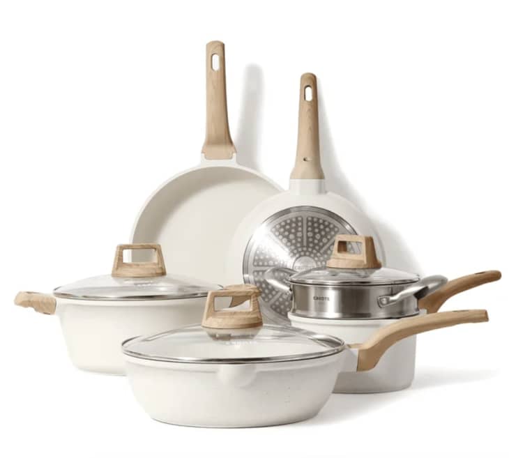 Carote Nonstick Pots and Pans Set, 10 Pcs Granite Stone Kitchen Cookware Sets (White) at Walmart