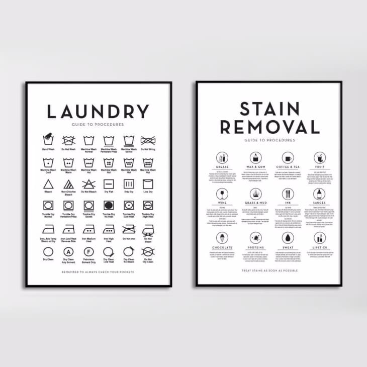 Set of 2 Laundry Symbols Guide and Stain Removal Laundry Wall Art