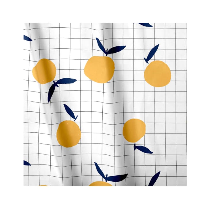 Orange Shower Curtains, Allover Fruits Shower Curtain Round Citrus
