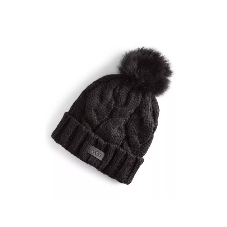 Women's Faux-Fur-Pom Cable-Knit Beanie at Macy's