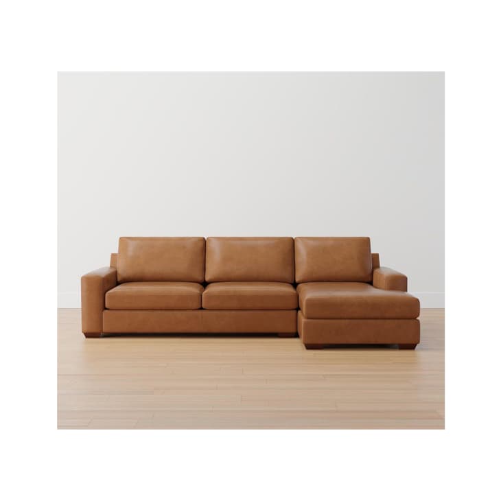 Big Sur Square Arm Leather Chaise Sectional at Pottery Barn