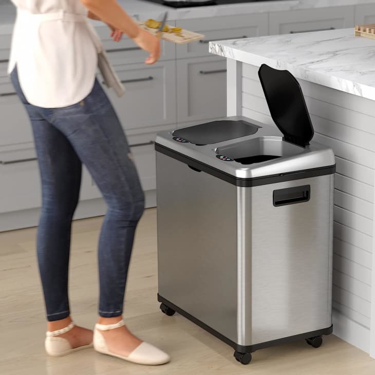 Product Image: iTouchless Stainless-Steel Dual-Compartment Garbage Can