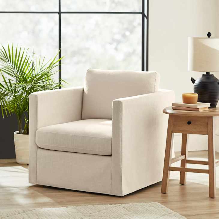 Shop Walmart's Stylish Slipcovered Swivel Chair: It's Under $200