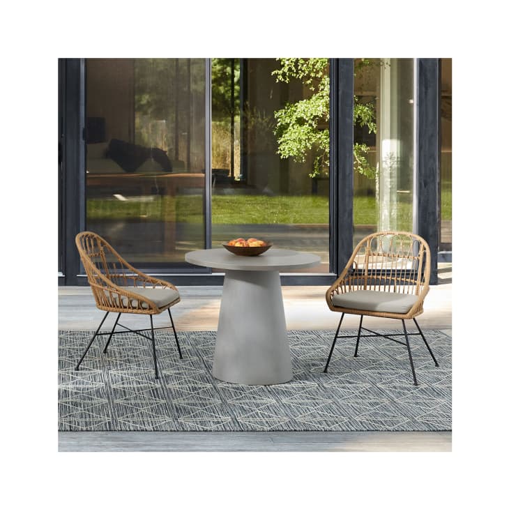 Concrete Pedestal Outdoor Dining Table & Palma Dining Chairs Set at West Elm