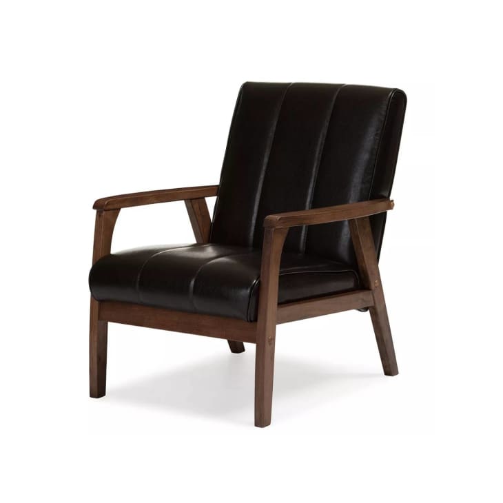 Nikko Mid - Century Modern Scandinavian Style Faux Leather Wooden Lounge Chair at Target
