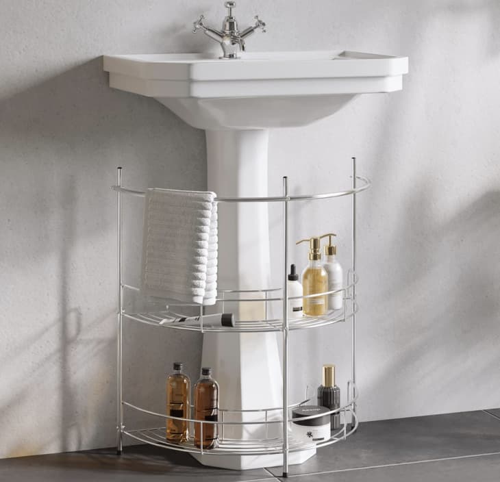 Under pedestal on sale sink storage