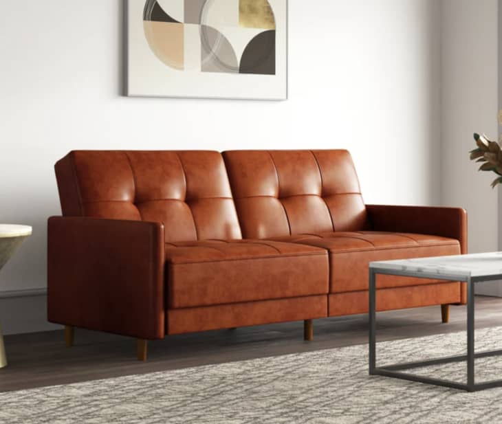 Wayfair red on sale leather sofa