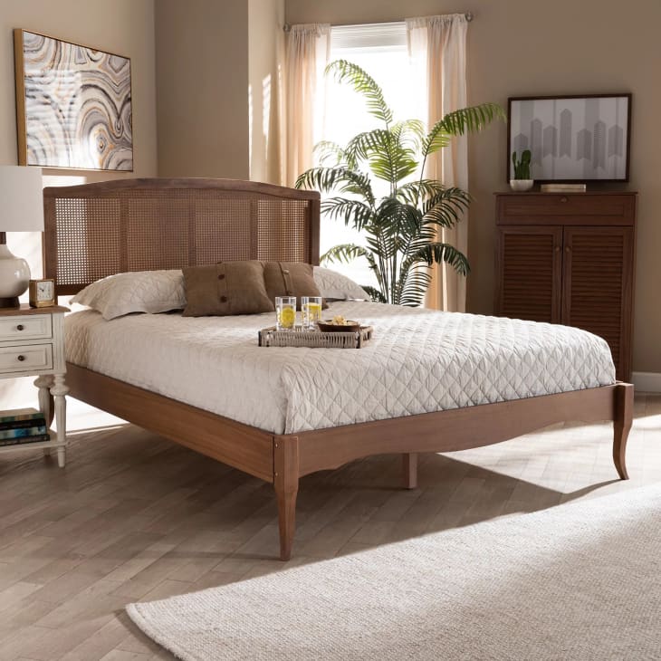 Rattan platform deals bed