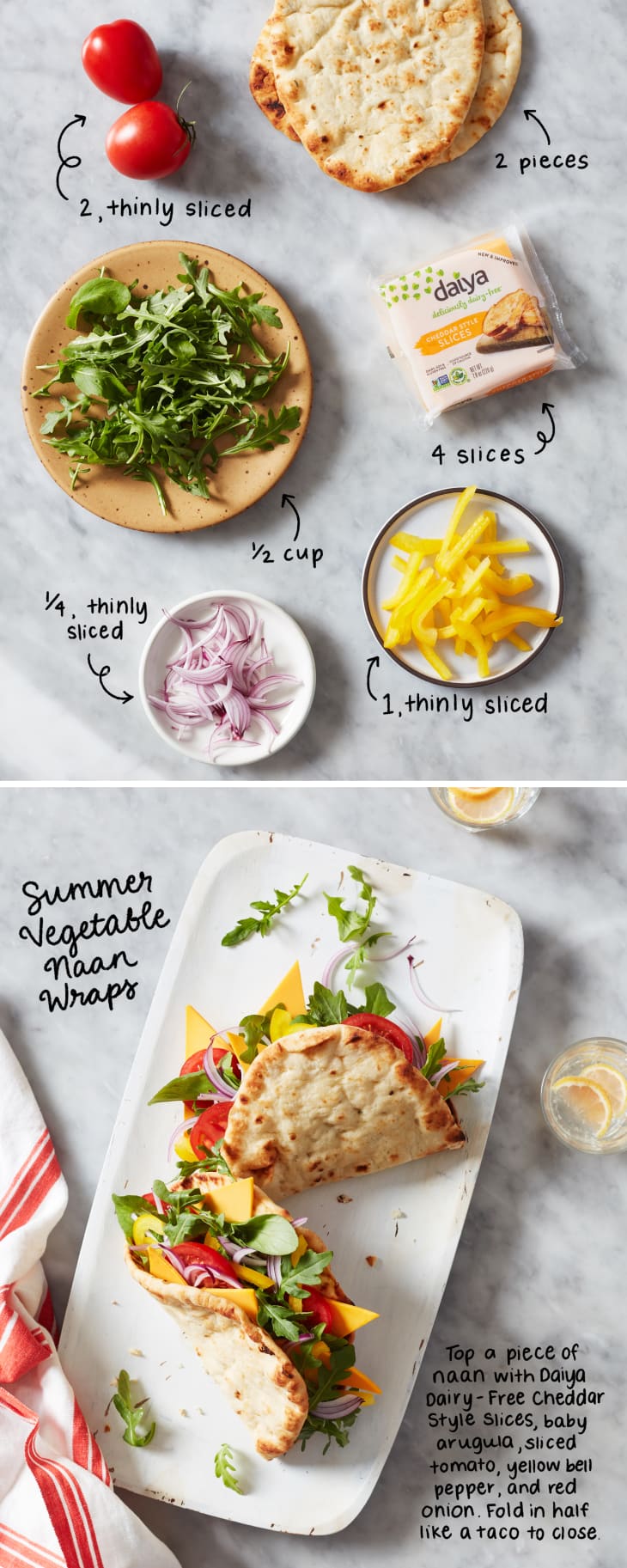 Summer Vegetable Naan Wraps and all the ingredients to make