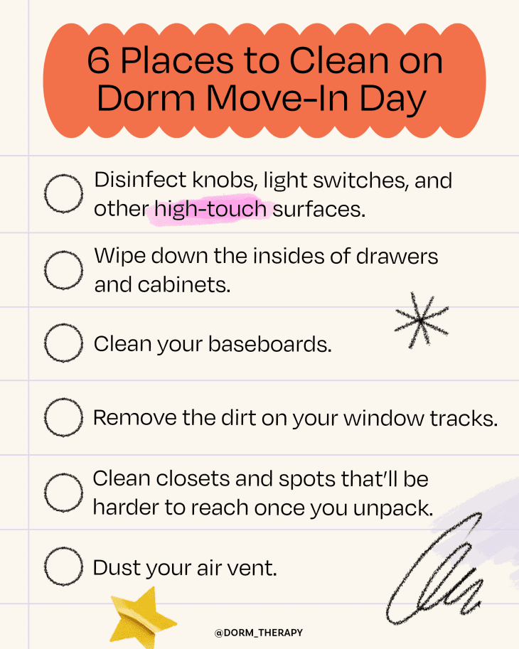Here’s Your College Dorm Move-In Cleaning Checklist | Dorm Therapy