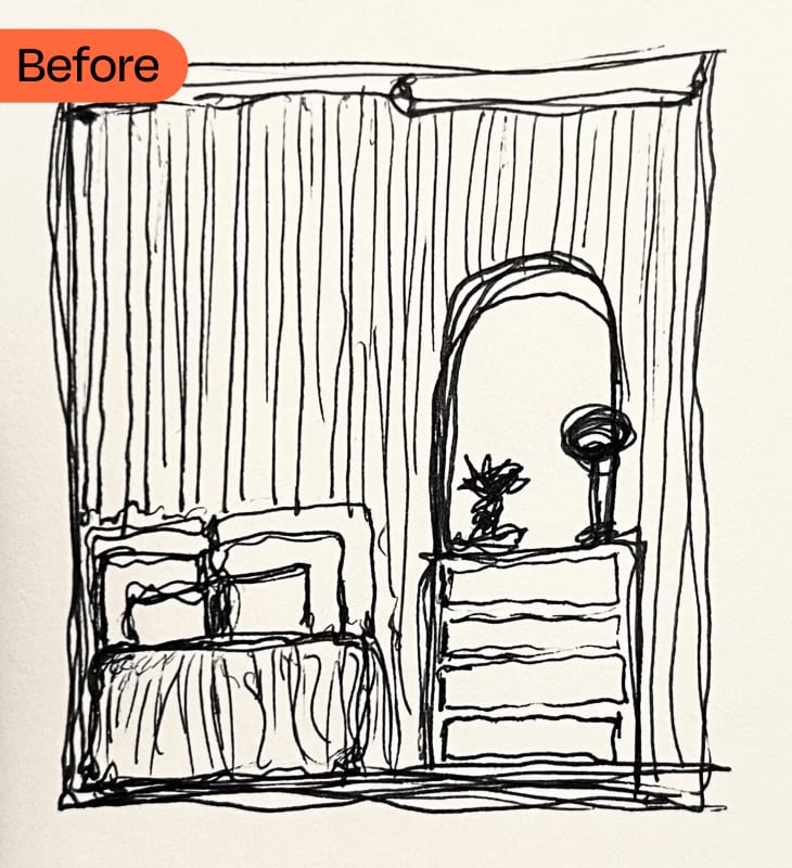 Sketch for curtain wall idea/design in dorm room