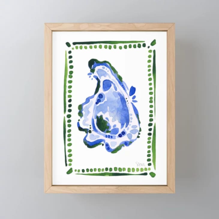Product Image: Watercolor Blue and Green Oyster shell 3 Framed Mini Art Print