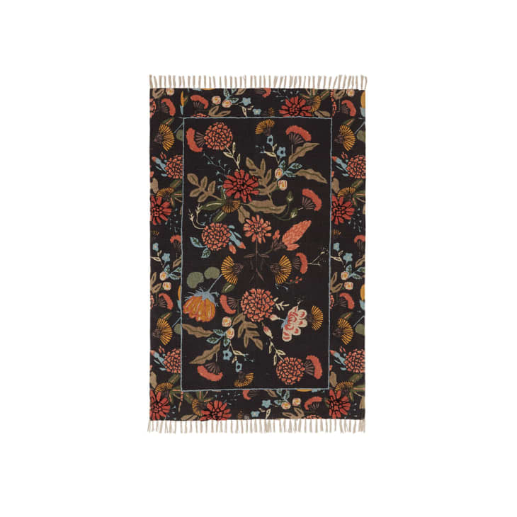 Product Image: Jaipur Black and Sage Floral Embroidered Cotton Area Rug 3' x 5'