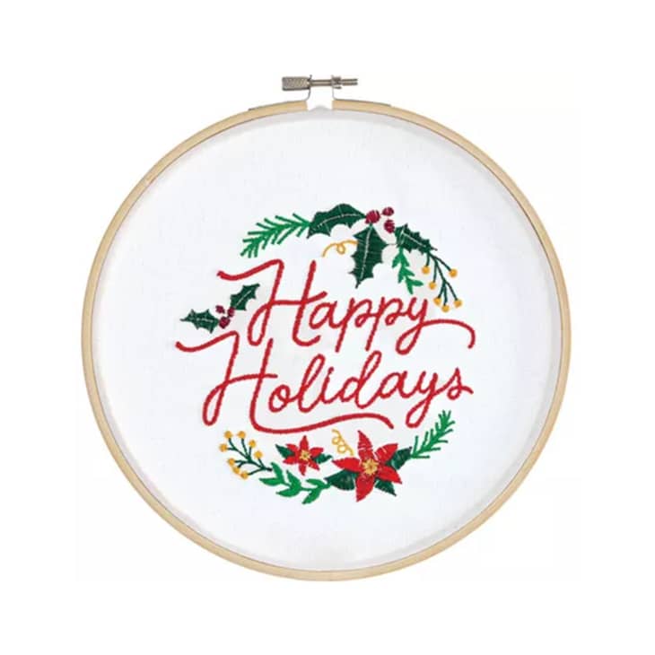 Product Image: Embroidered Happy Holidays Hoop Sign, 7.87in