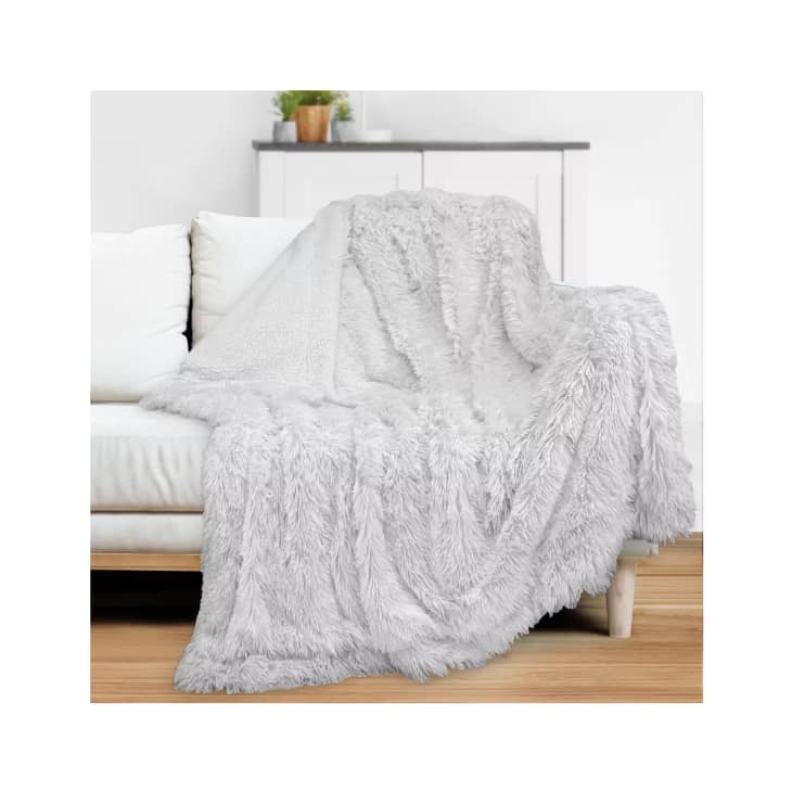 Product Image: PAVILIA Fluffy Faux Fur Reversible Throw Blanket for Bed, Sofa, and Couch