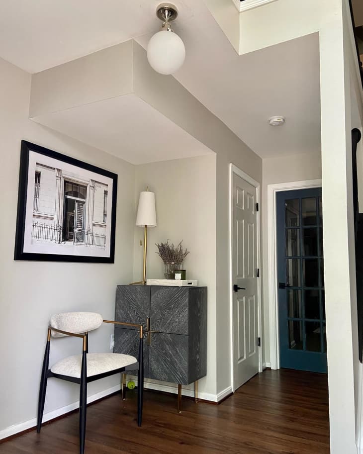 How to Style a Small Foyer with a Narrow Entryway Bench - Grace In My Space