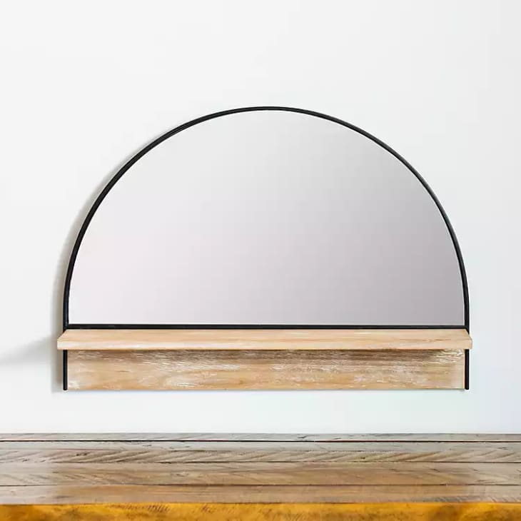 Product Image: Black Metal and Wood Shelf Wall Mirror