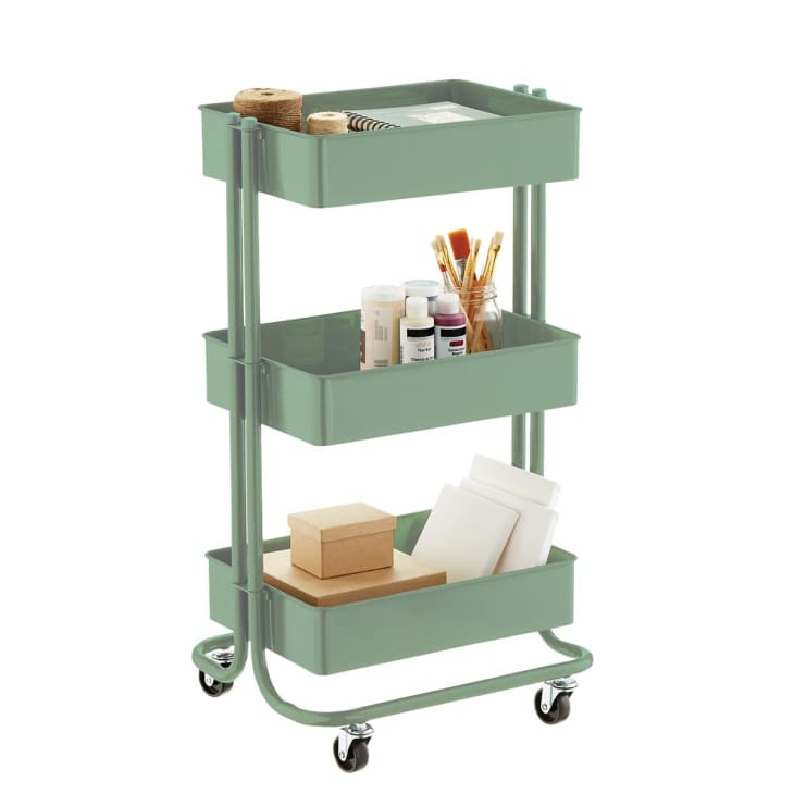 Sage Green 3-Tier Rolling Cart at The Container Store