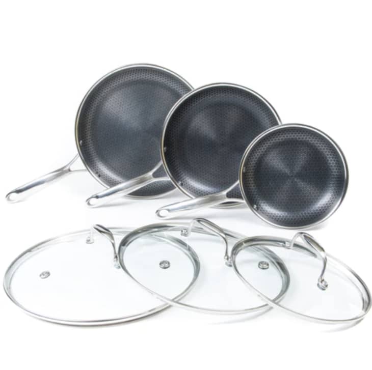 6pc HexClad Stainless Steel Cookware Set with Lids